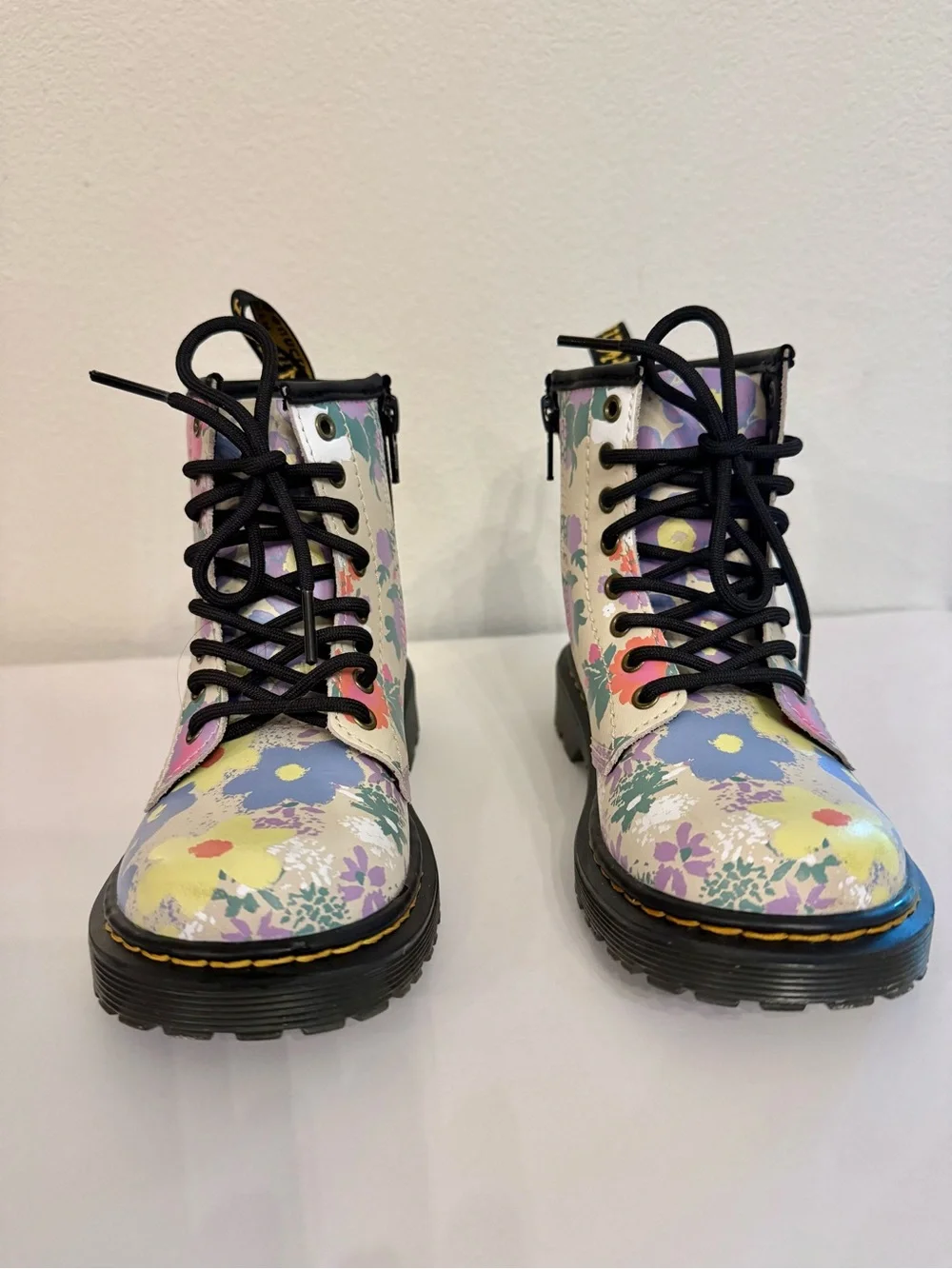 Dr. Martens 1460 Kids Floral Mash Up Leather Lace Boots